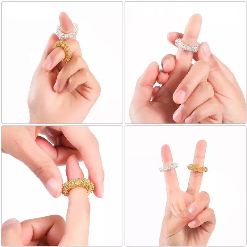 5 sztuk kolczaste pierścienie sensoryczne wielki Spikey zabawki typu Fidget Finger akupresura masaż pierścienie terapii palec pierścień obiegu adhd
