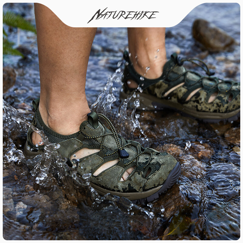Naturehike Men Anti-skid River Tracing Shoes Beach Outdoor Thickened Rubber Wear-resistant Bottom Drain Hole Design Wading Shoes