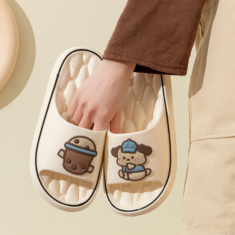 Fashion new cute cartoon pattern men's and women's summer beach flip-flops soft-soled non-slip bathroom silent sandals
