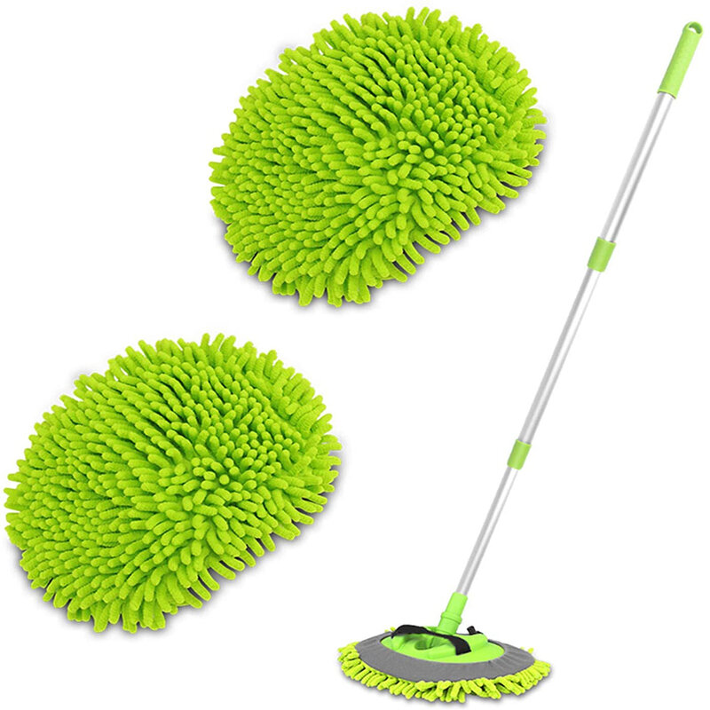 Microfiber Car Wash Brush Mop Mitt with 45" Aluminum Alloy Long Handle  Car Cleaning Kit Brush Duster Scratch Free Cleaning Tool