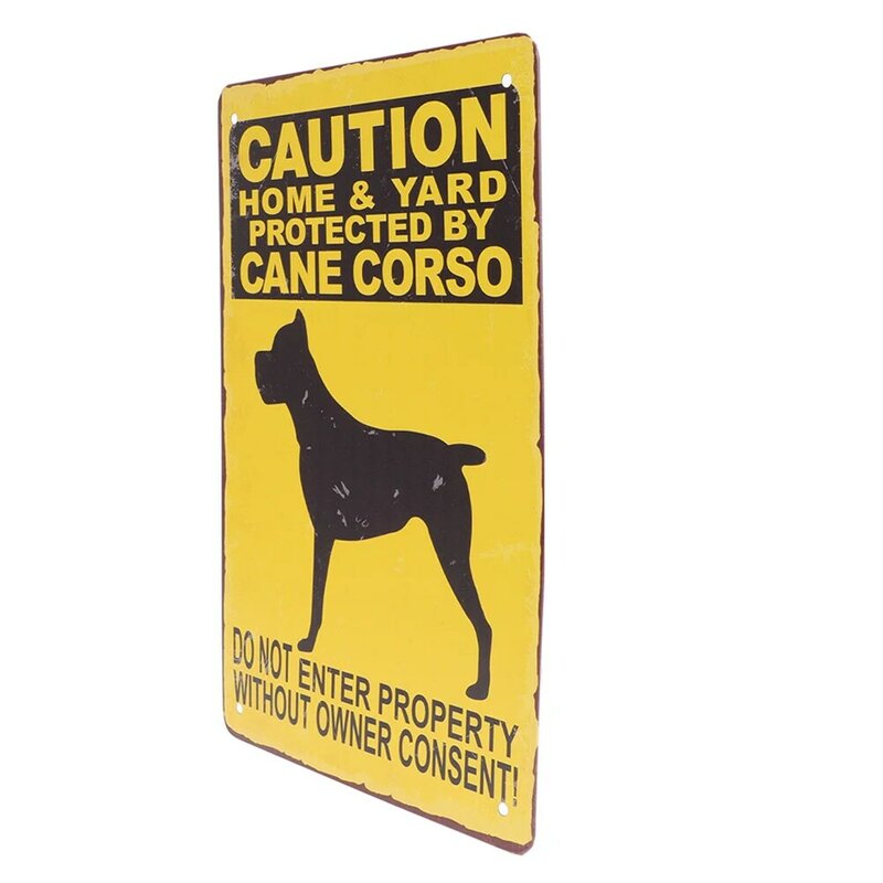 Lukisan timah antik tanda anjing Dekor rumah untuk taman tanpa bingkai peringatan Retro tidak masuk halaman halaman rumput besi