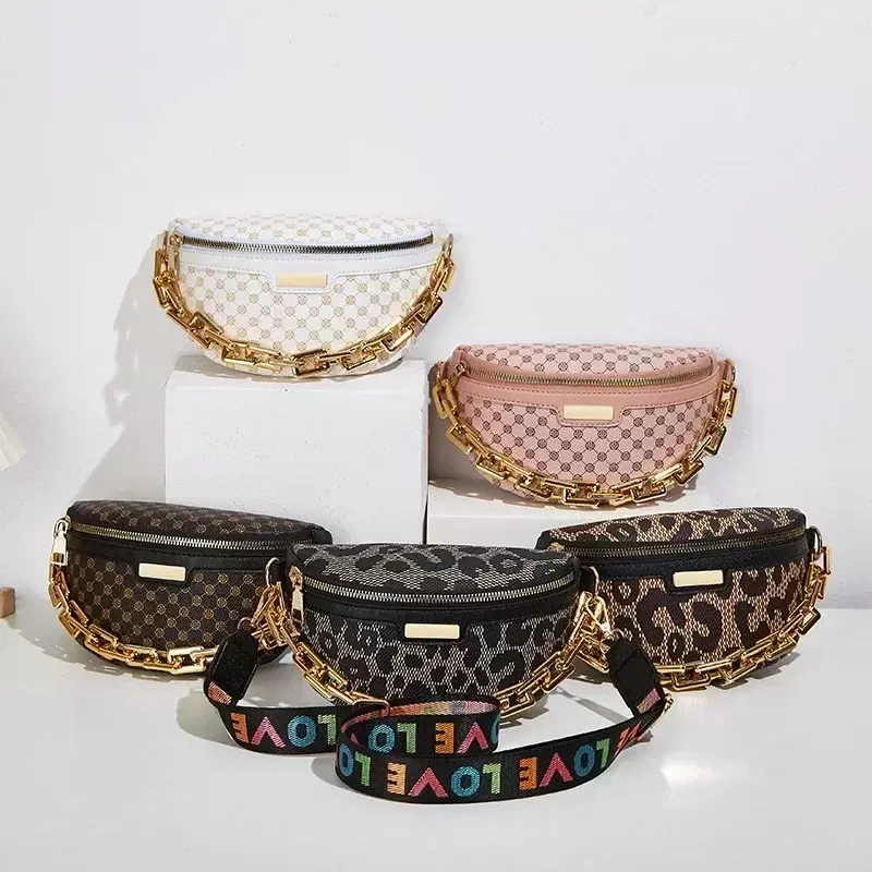 YSB05  Women's Bag 2023 New Leisure Simple Leopard Ring Print Cross Body Waistpack Fashion Trend Chain One