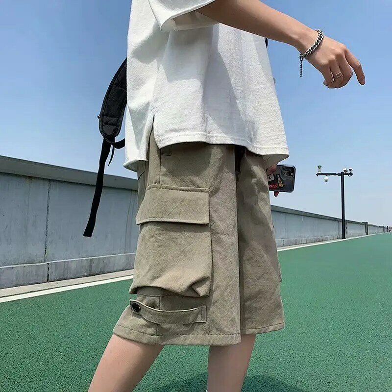 Шорты-карго Y2k мужские с большими карманами, удобные короткие штаны, летняя одежда, большой размер, 2024