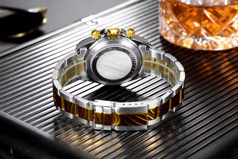 Automatische Uhren Selbst Wind Mechanische Gold Schwarz Edelstahl Diamanten Stein Mode Sport Luxus Männer Uhr