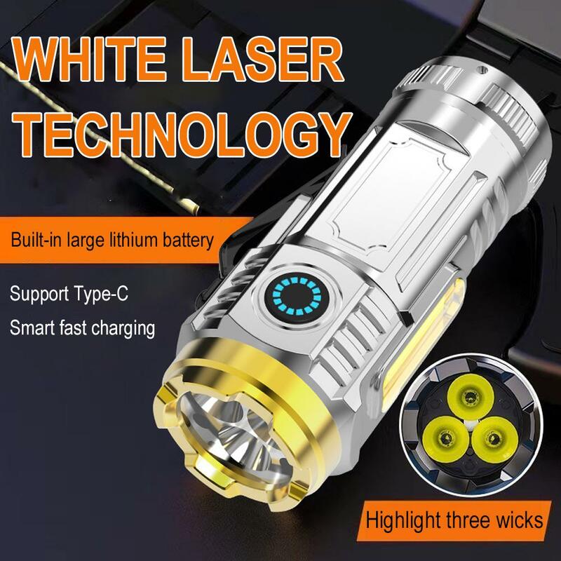 LED Flashlight Super Bright Torch Rechargeable Portable Long-range Three Eye LED Bright For Hiking Camping 2024 E9Q7