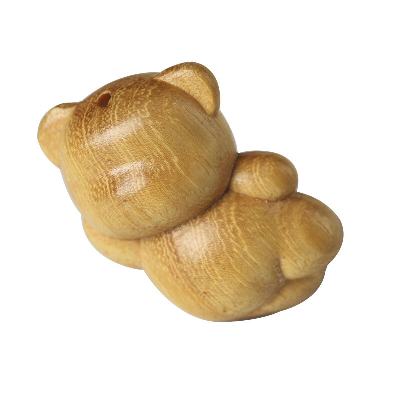 Figurine Ornaments 4PCS Mini Craft Carving Cute Healing Faceless Small Bear Wood DIY Mobile Phone Accessories