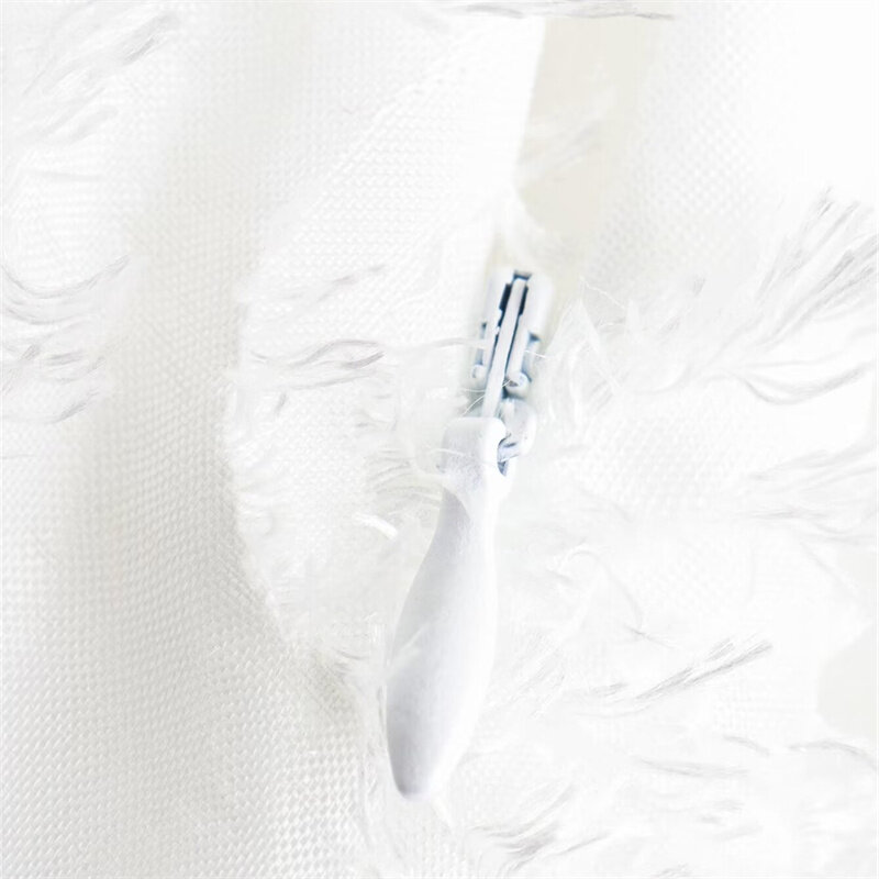 Keyanketian กระโปรงทรงเอสีขาวเอวสูงมีซิปตกแต่งผ้าแจ็คการ์ดสำหรับผู้หญิง ROK MINI 2024ใหม่