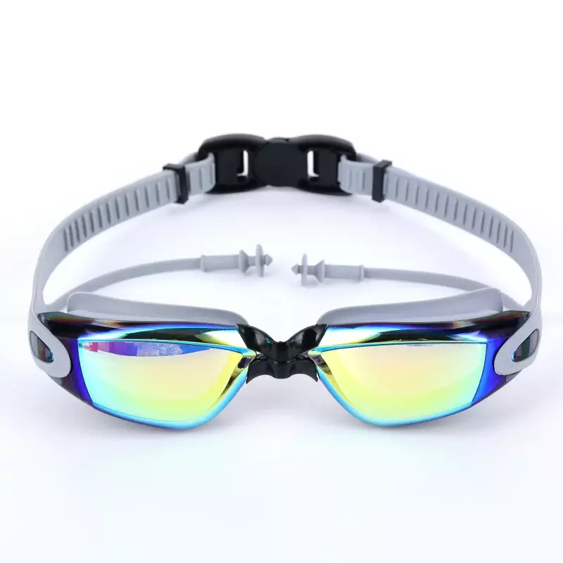 Swimming goggles, adult goggles, integrated earplugs, electroplated anti fog, high-definition swimming goggles