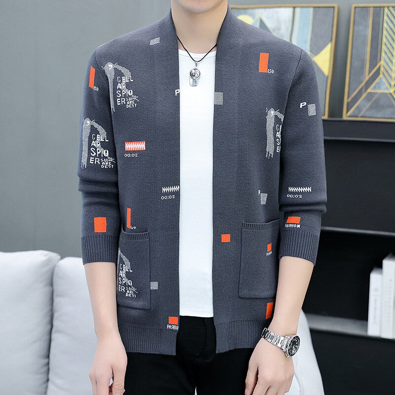 Autumn New Cardigan Sweater Men's Korean-Style Slim-Fitting Simple Fashionable All-Match Sweater Jacket Trendy