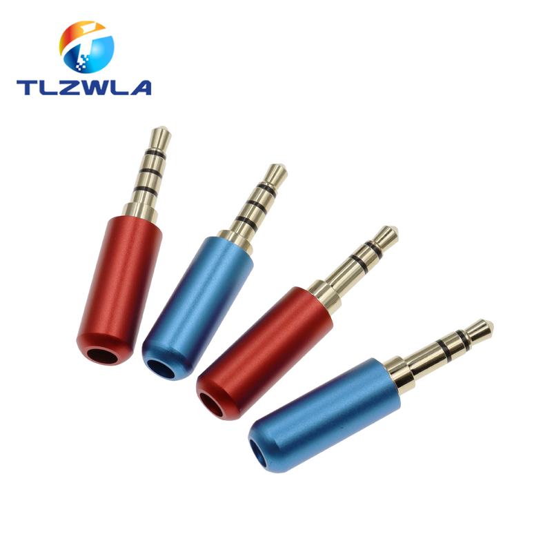 Copper 3/4 Pole 3.5MM Plug Male Headphone Jack with Clip 3.5MM Stereo Audio Connector for 4mm Cable Adapter