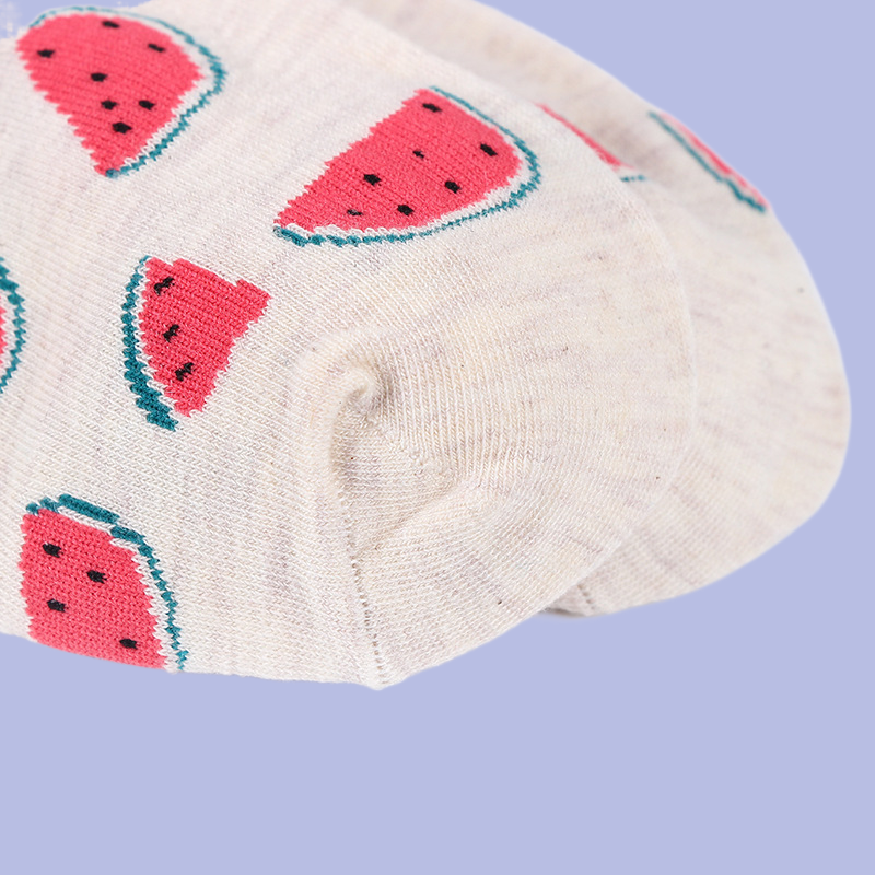 Calcetines de algodón transpirables para mujer, medias frescas de Color sólido con frutas, invisibles, para verano, 5/10 pares