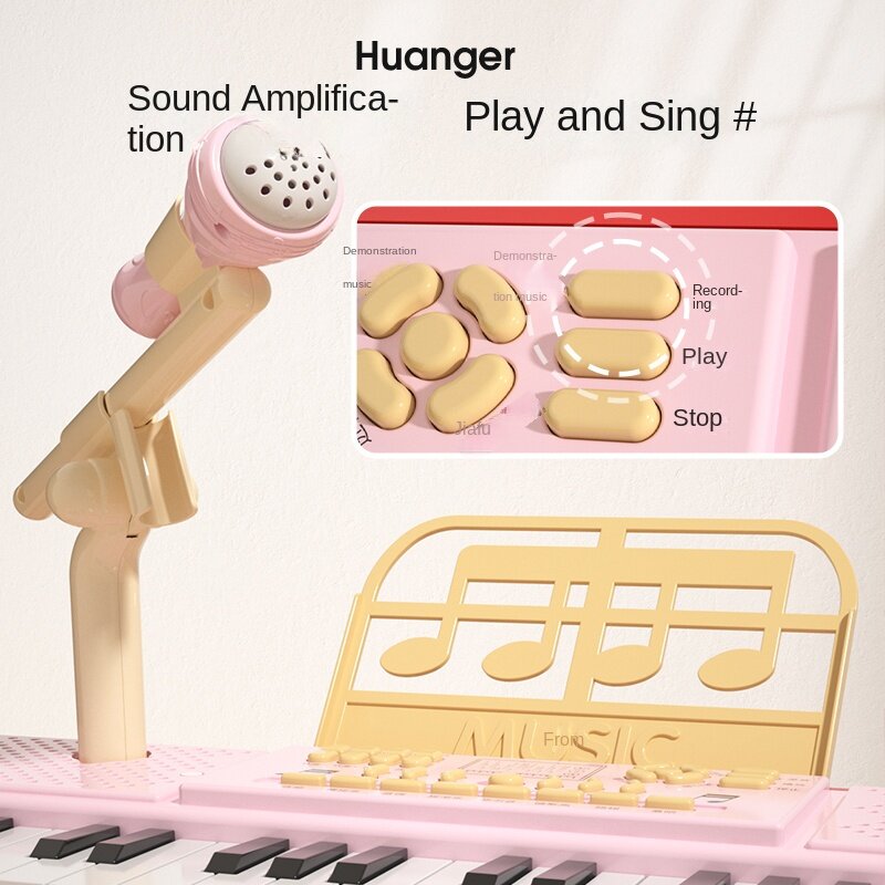Yy Multifunctional Children Harness Microphone Electronic Keyboard Little Piano Pattern Household Musical Instrument