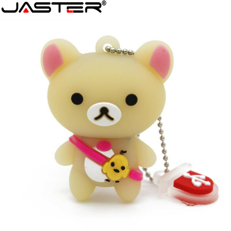 JASTER USB 2.0 Flash Drives 64GB Cute Bear Cartoon Pen Drive 32GB Creative Gifts for Kids Memory Stick 16GB Key Chain U Disk 8GB