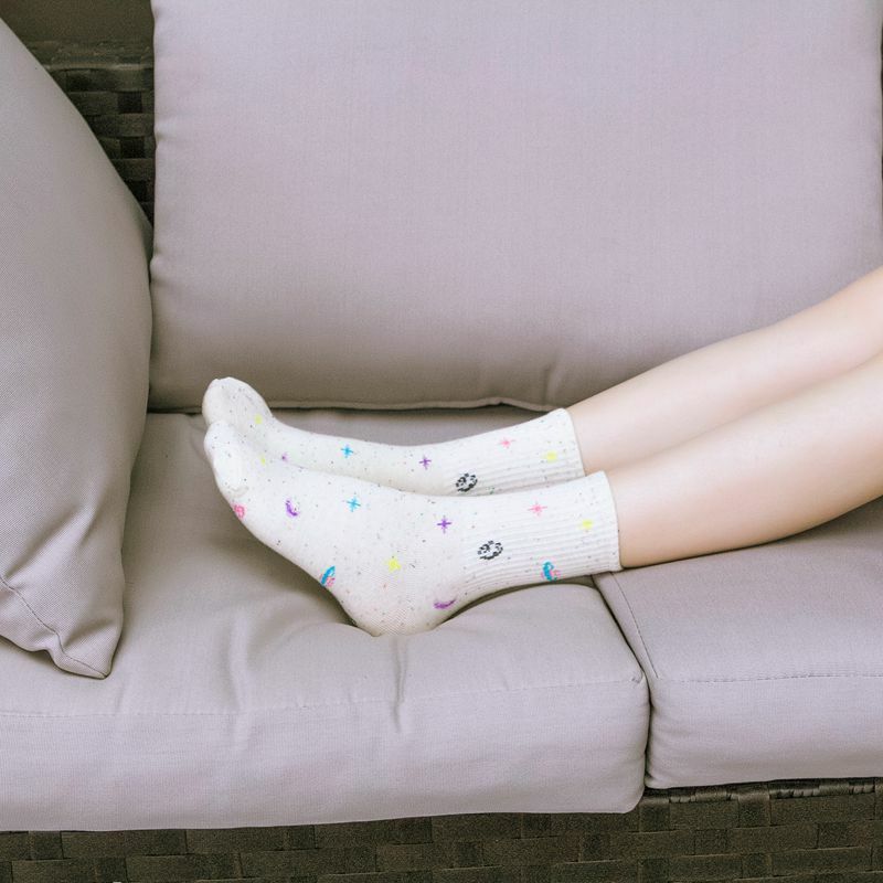 Harajuku Moon Stars Socks Women Funny Socks Cotton Japanese Creative Warm Cute Novelty Casual Streetwear Pink Korean Hot