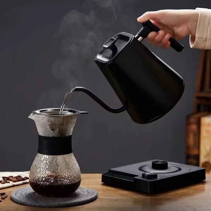 Bouilloire à col de cygne avec contrôle de la température, bouilloire électrique pour café et thé, verser sur, 220V, 110V, 1200W