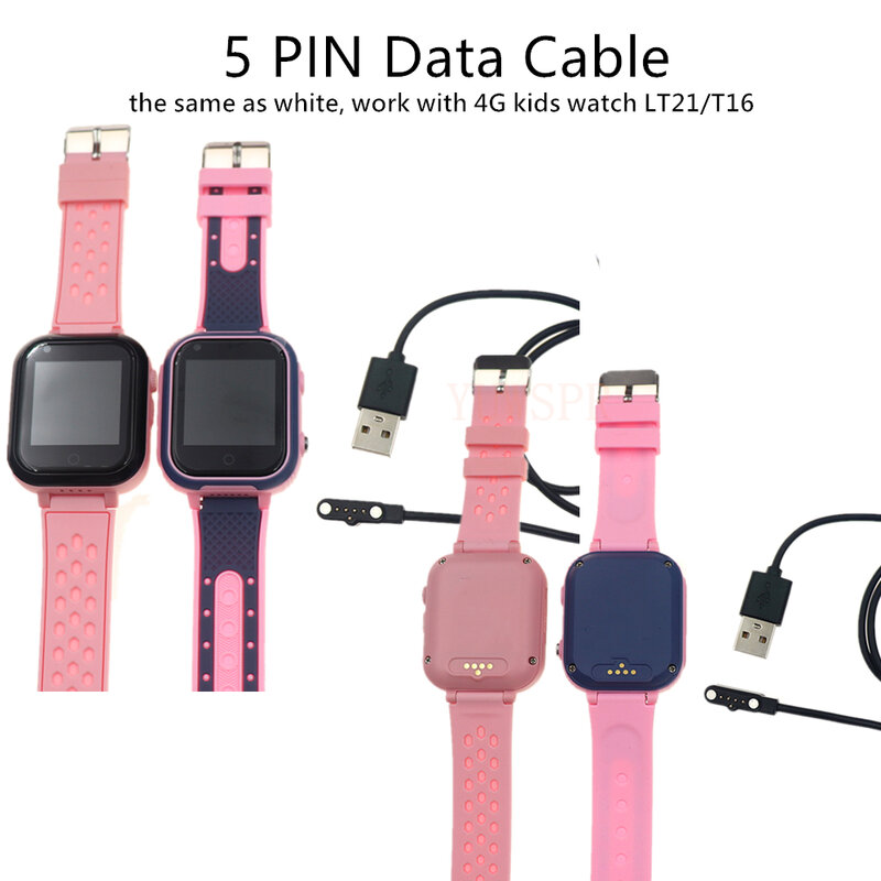 Caricatore a Clip per cavo dati a 5 Pin con ricarica magnetica a 2 Pin USB per bambini GPS Tracker Smart Watch LT21 LT31 Q12 Q19 K9 T16 DF33