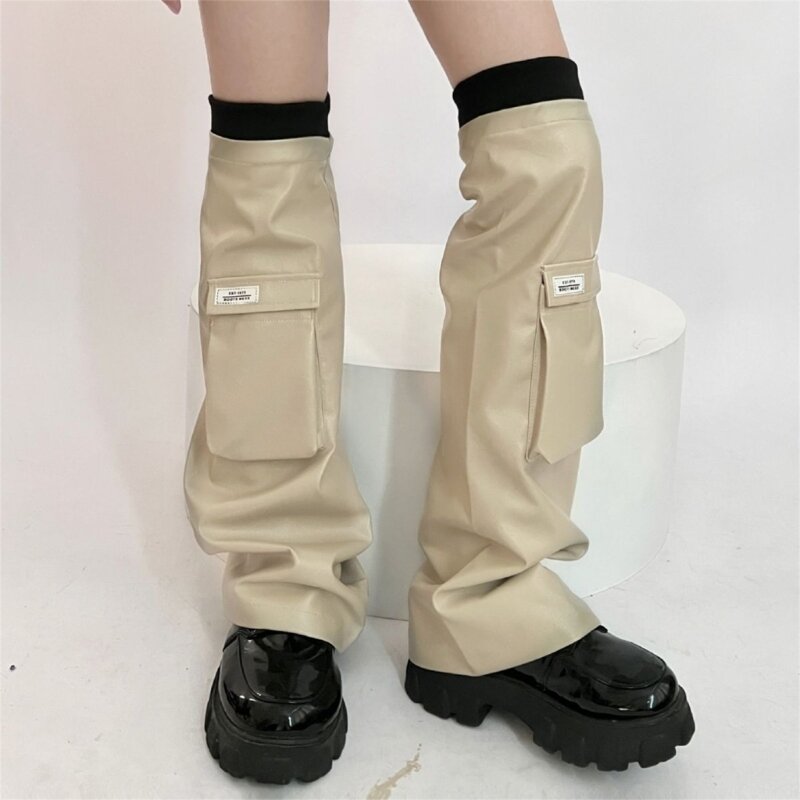 Flared PU Leathers Leg Warmers Foot Cover Autumn Calf Gaiters Leg Sleeve Socks Drop Shipping