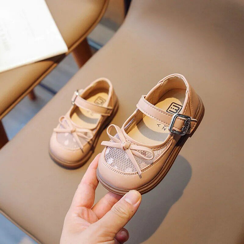New Girls Shoes Children Princess Leather Shoes Spring Summer Kids Sandals Bow Knot Mesh Fashion Girl Mary Janes Shoes CSH1589