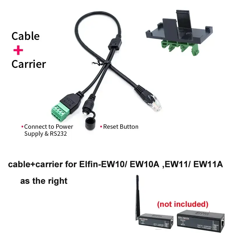 Adaptador de transferencia, portador de Cable de conversión para Elfin-EW10A, EW11A, Elfin-EE10A, EE11A, RJ45, RS232, interfaz RS485