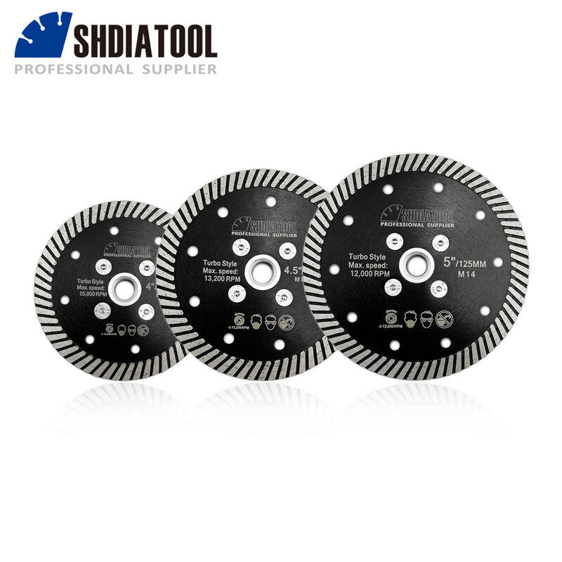 Shdiatool 1Pc Diamant Zaagblad Snijden Disc Warm Geperst Smalle M14 Draad Dia 105/115/125Mm turbo Graniet Marmer Beton