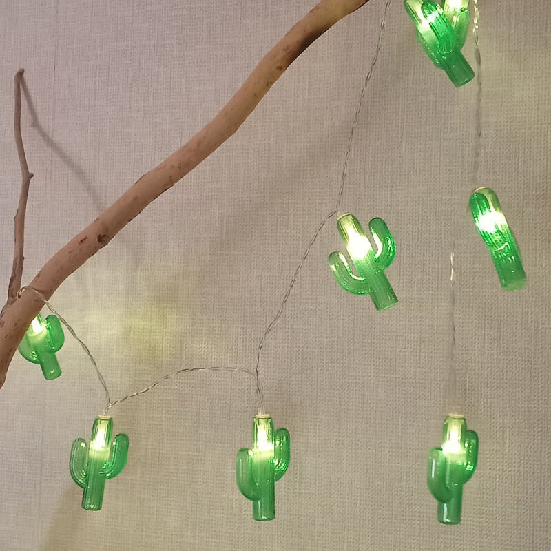 Christmas Decoration 2023 Indoor Cactus Led String Lights Room Decor New Year Atmosphere Battery Lights Party Waterproof 120