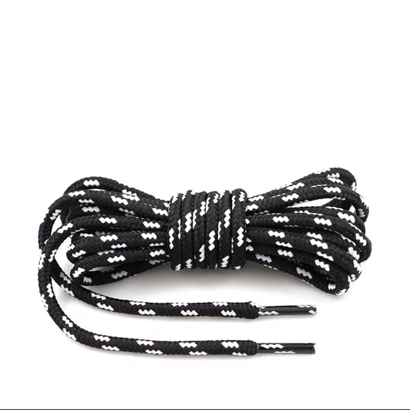 Round shoelaces for men women trendy and personalized cotton and linen high top Martin boots sports shoes black and white shoes