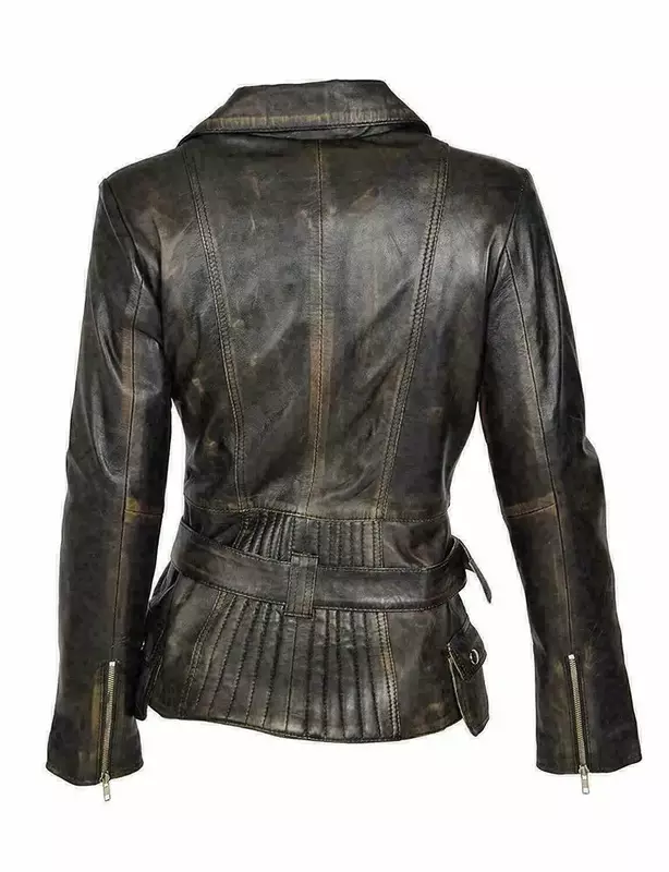 女性のための柔らかい革のオートバイのジャケット,レトロなヨーロッパとアメリカのファッションのスリムなドライバージャケット