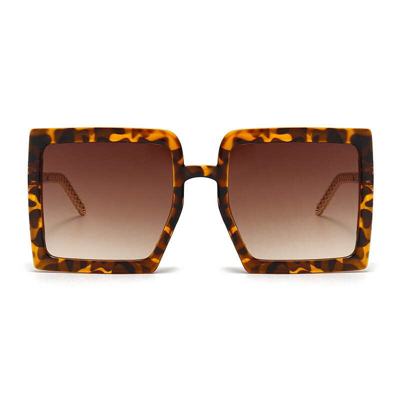 New Retro Oversized Square Sunglasses for Women Metal Chain Pendant Glasses UV400 Oculos De Sol