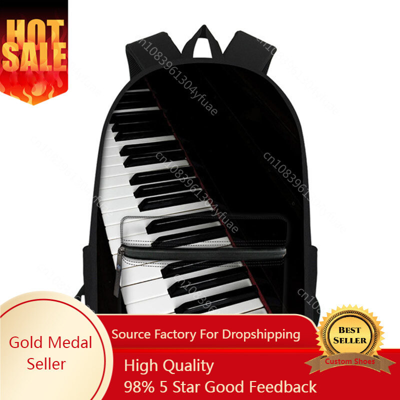 Large School Bags for Girls Cute Music Note Piano Keyboard 3D Print Kids Backpacks Children Book Bag Student Bagpack Rucksack