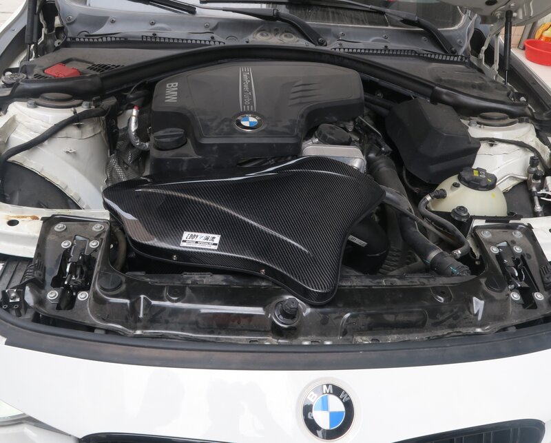 EDDYSTAR filtro de aire de coche personalizado de fábrica, filtro de admisión de aire frío de coche de alto flujo de fibra de carbono para BMW Serie 3
