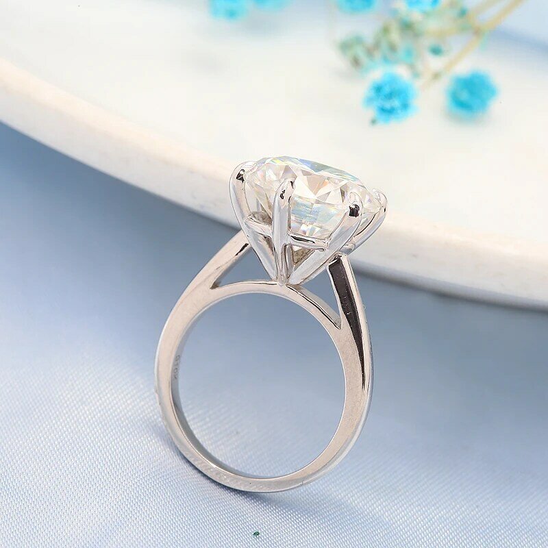 Anel de diamante IGI D-Lab para mulheres, anel com corte redondo para o dia dos namorados, presente de noivado, ouro branco 14k, diamante, CVD HPHT, 5CTCor sólida