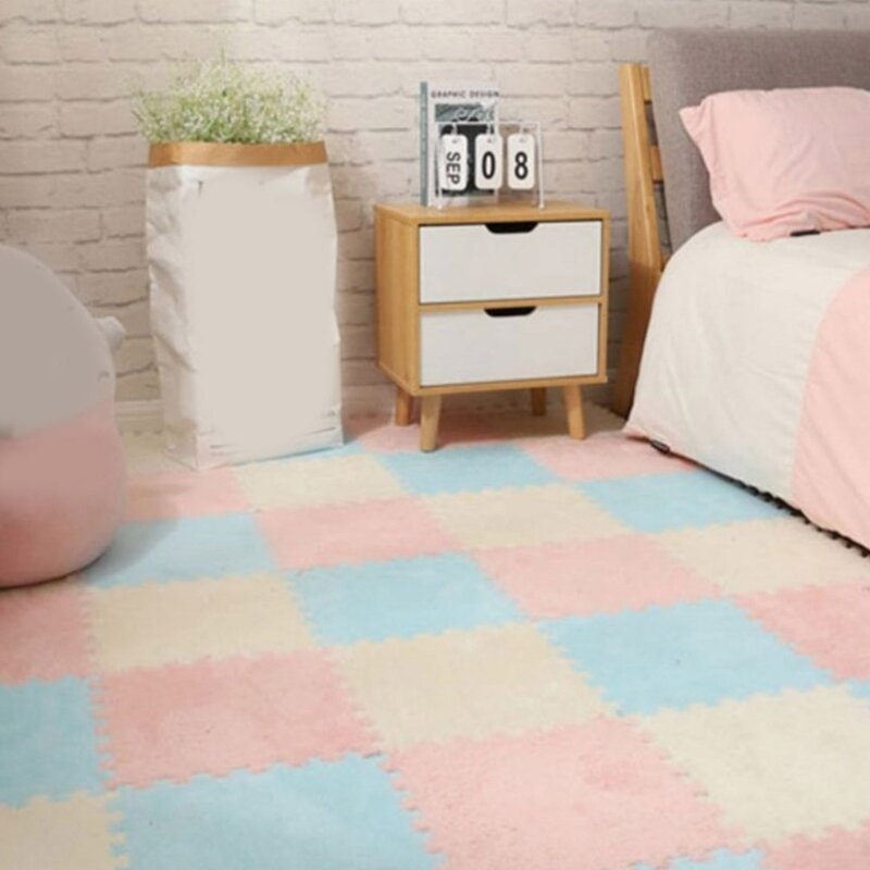 10 unids/lote alfombra habitación alfombra empalme mantas pequeñas para mesita noche para niños resistente a manchas