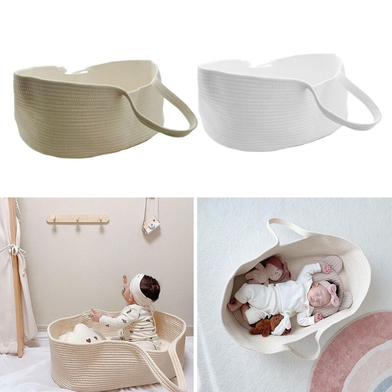 Portable Baby Moses Basket for Carrier Cotton Rope Woven Crib Newborn Sleeping B DropShipping