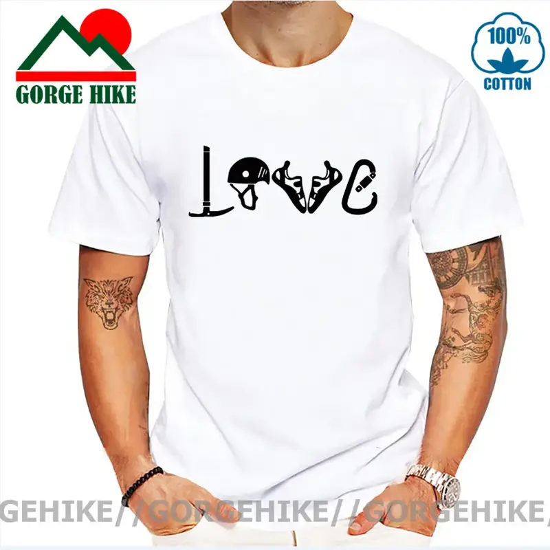 Gorgehike amor equipamento de escalada t camisa masculina algodão puro engraçado escalada montanha camiseta homem alpinista presente camisa