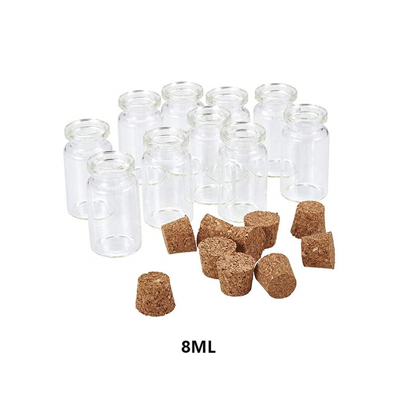 10 Pieces Wishing Bottle Portable Transparent Round Mouth Gift Cookie Jewellery Sweet Glass Jar Container 22x80mm