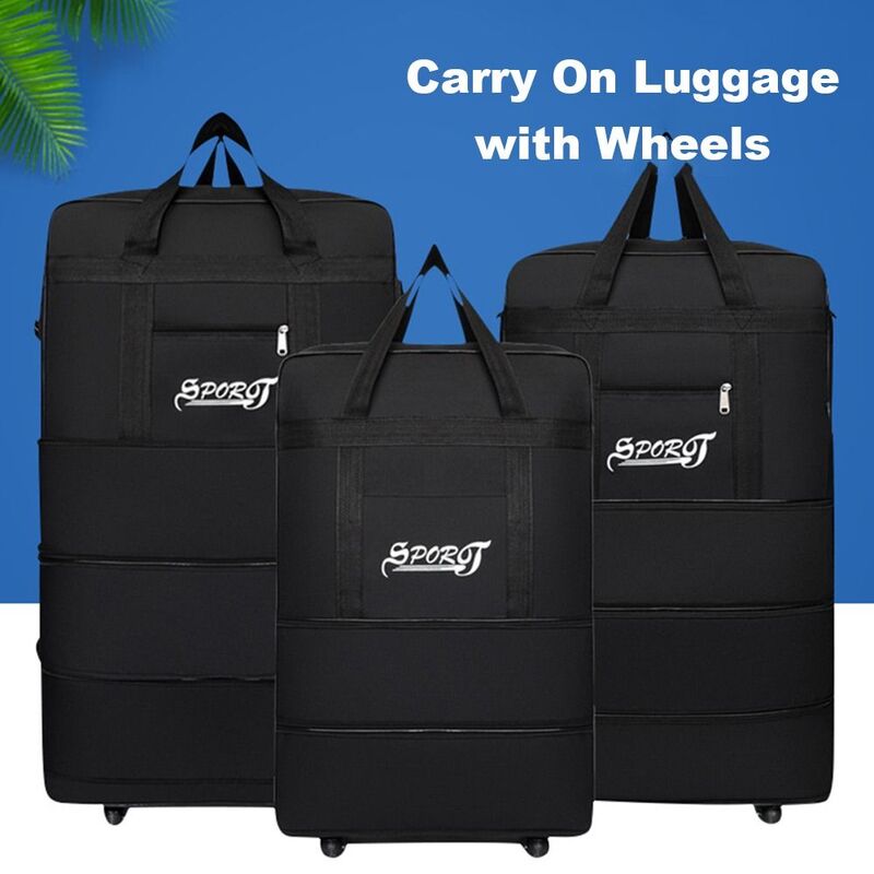 Expandable Rolling Duffle Bag with Wheels Fashion Foldable with Wheels Rolling Luggage Bag Multiple Pocket Suitcases Travel