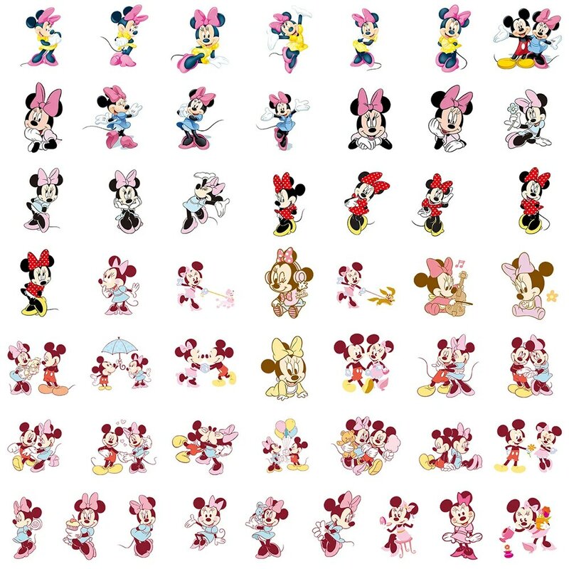 Disney-Autocollants mignons Minnie Mouse pour enfants, Kawaii, Rose, Carnet de notes, Réfrigérateur, Décoration de voiture, Jouet, Cadeau, 10, 30, 50 pièces