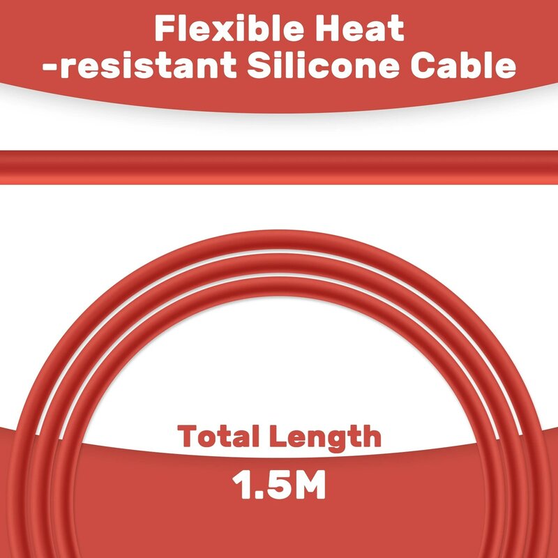 Thermistance de capteur de température PT1000 à 2 fils, revêtement en gel de silicone, sonde de 1.5 mètres, 45mm x 5mm, 50-180 centigrades RTDs