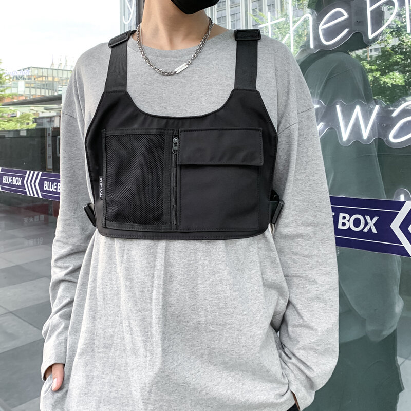 Нагрудная сумка в стиле унисекс, нейлоновая модная уличная одежда в стиле хип-хоп, многофункциональный жилет с карманами для хранения, 2024