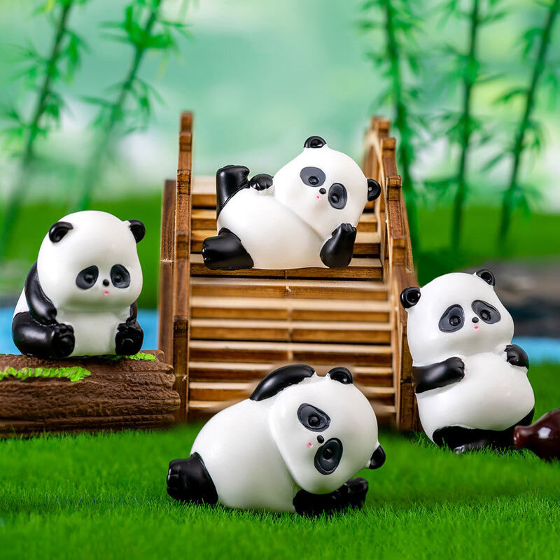 Śliczna panda z kreskówek Figurki zabawkowe Akcesoria Miniatury Mini DIY Ozdoba ogrodowa