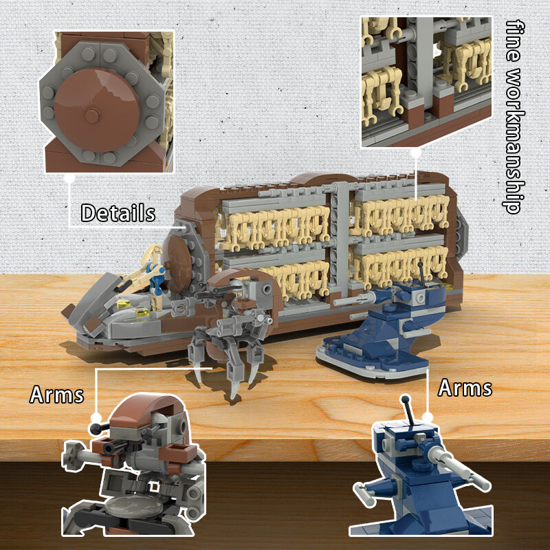BuildMoc 우주 영화 전쟁 소대 공격 빌딩 블록 세트 기계 및 파괴자 로봇 벽돌 장난감 어린이 생일 선물용