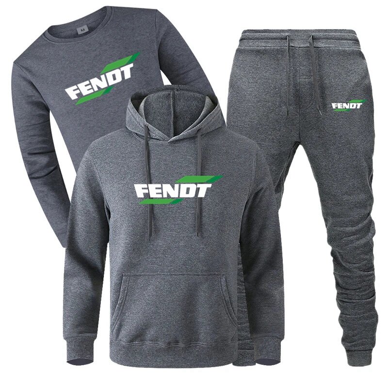 FENDT New Autumn Winter Men Women Tracksuit Hoodies+Pullover + Pants 3Pcs Sets Suit Fashion Trend Clothing Sportswear Sweatshirt