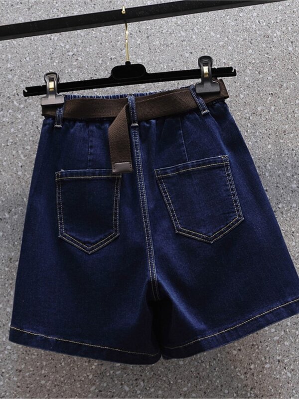 Pantalones cortos de mezclilla para mujer, minifalda de cintura alta elástica, de retazos irregulares, informales, talla grande, Verano
