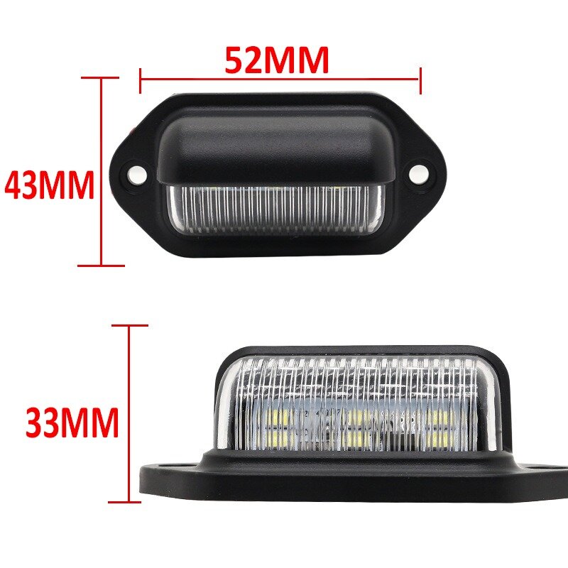 Luces LED universales para matrícula de coche, lámpara de conducción de seguridad, 12V, 1/2 piezas, 6 LED, para camión, autobús, motocicleta
