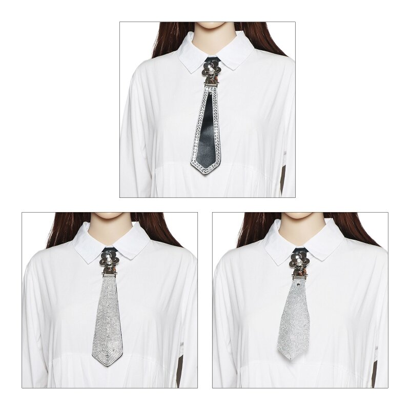 Новинка 2024 года, галстук в стиле панк для ожерелья со стразами, галстук для девочек-подростков, крутые галстуки в стиле хиппи,