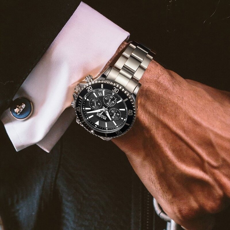 Luxe Roestvrijstalen Quartz Horloge Voor Heren Mode Lichtgevende Chronograaf Heren Horloges Casual Groene Ronde Reloj Hombre Hot Sale