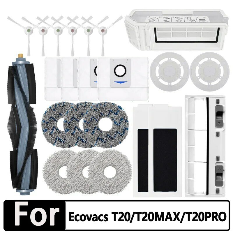 Dla Ecovacs Deebot T20 / T20 Max / T20 akcesoria Pro główna szczotka boczna ścierka do mopa filtr HEPA woreczek pyłowy części zamienne robota