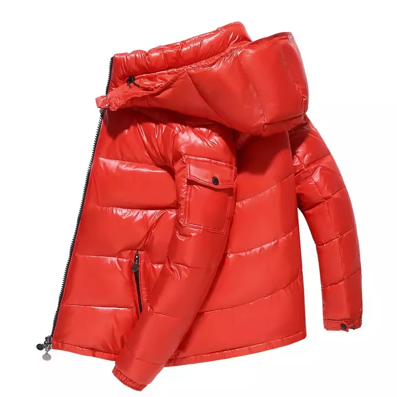 Abrigo corto con capucha para hombre y mujer, chaqueta gruesa y cálida a prueba de frío, abrigo brillante para invierno, novedad, 01