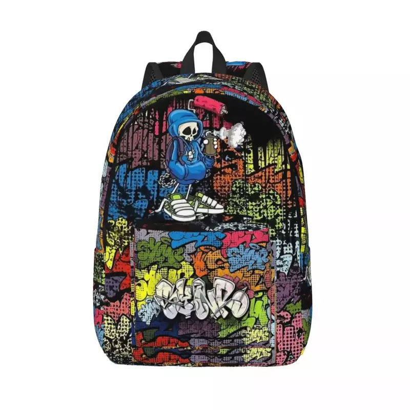 Mochila Retro con estampado de grafiti de cómic para hombres y mujeres, mochila escolar para estudiantes, mochila de día, Universidad secundaria primaria con bolsillo, 70s