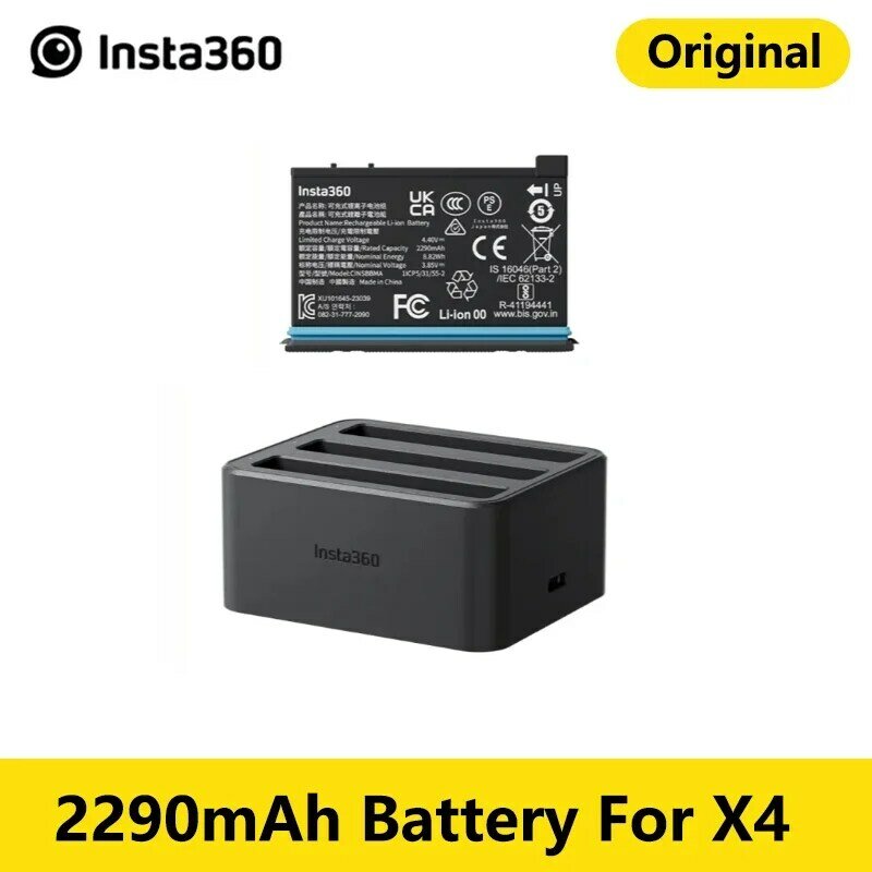 Insta360-Boîtier de chargeur de batterie 2290mAh, charge rapide, hub, 3 emplacements pour Insta 360